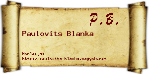 Paulovits Blanka névjegykártya